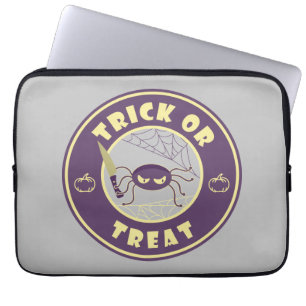 Trick or treat halloween spider Starbucks style Laptop Sleeve