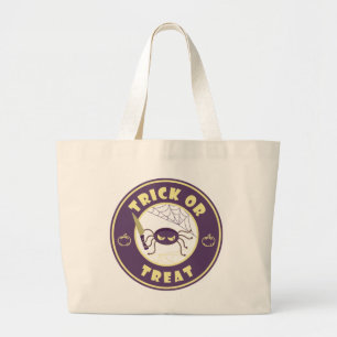 Trick or treat halloween spider Starbucks style Large Tote Bag