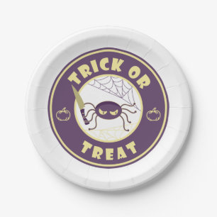 Trick or treat halloween spider Starbucks style Paper Plate