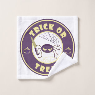 Trick or treat halloween spider Starbucks style Wash Cloth
