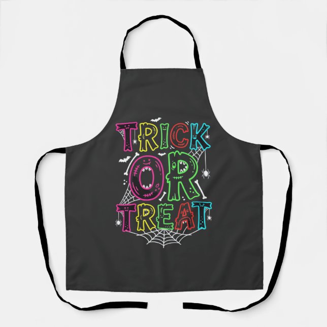 Trick or Treat Halloween Spider Web Design_1 Apron (Front)