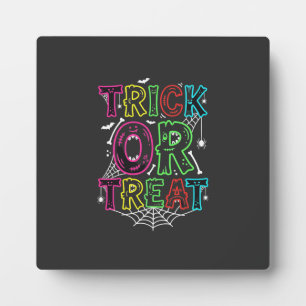 Trick or Treat Halloween Spider Web Design_1 Plaque