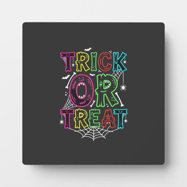 Trick or Treat Halloween Spider Web Design_1 Plaque (Front)