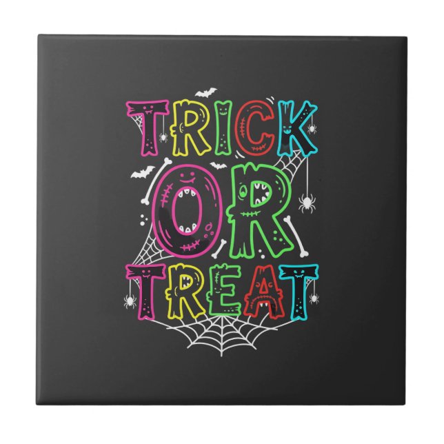 Trick or Treat Halloween Spider Web Design_1 Tile (Front)