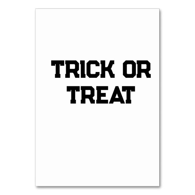 Trick or. Treat Halloween spooky black simple mini Table Number (Front)