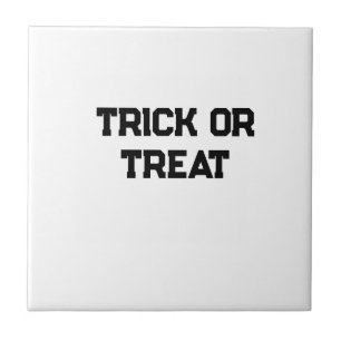 Trick or. Treat Halloween spooky black simple mini Tile