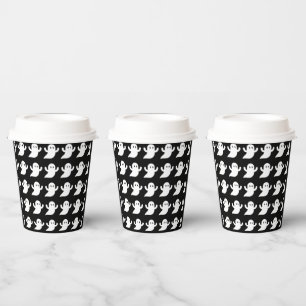Trick or Treat Halloween Spooky Ghost Cute Black Paper Cups