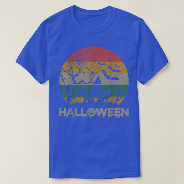 Trick Or Treat Halloween Spooky Pumpkin Scary Tree T-Shirt (Design Front)