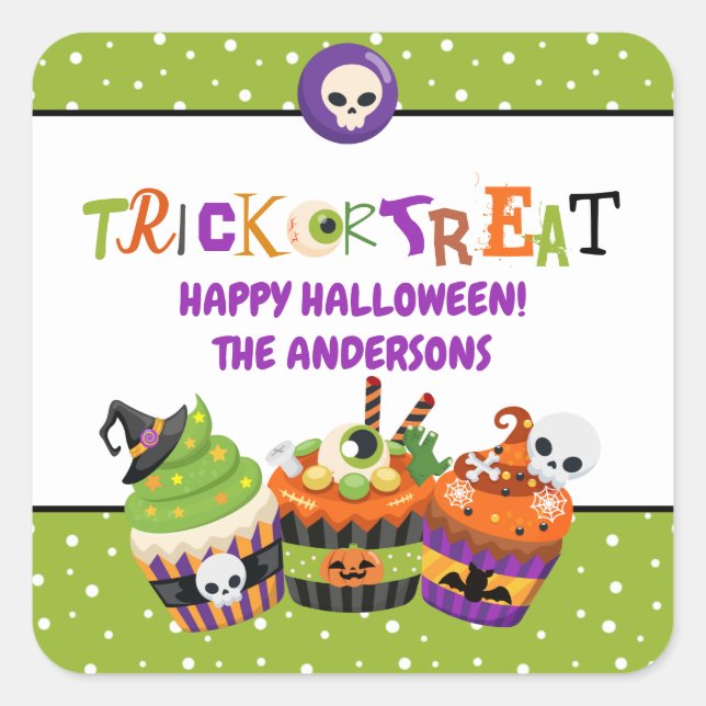 Trick or Treat Halloween Square Sticker (Front)