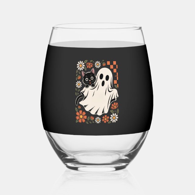Trick or Treat Halloween Stemless Wine Glass (Front)