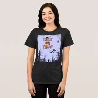Trick or Treat Halloween T-Shirt Women, Kids, Men Tri-Blend Shirt
