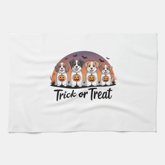 Trick or Treat Halloween Tea Towel (Horizontal)
