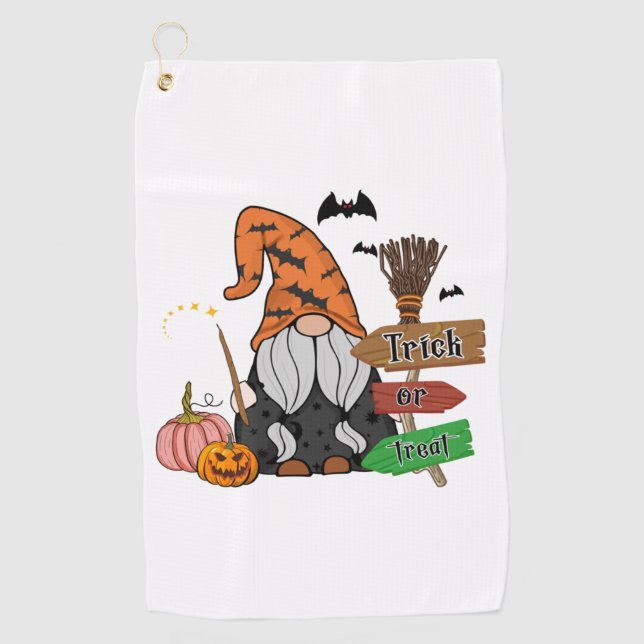 Trick or treat Halloween theme Gnomes   Golf Towel (Front)