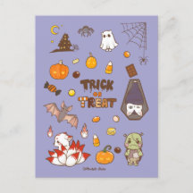 Trick or Treat Halloween Theme postcard