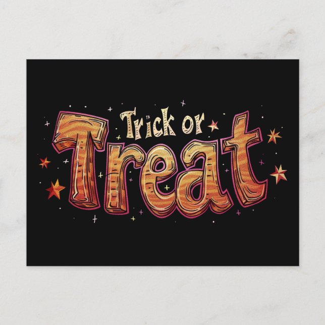 Trick or Treat Halloween Typography Postcard (Front)
