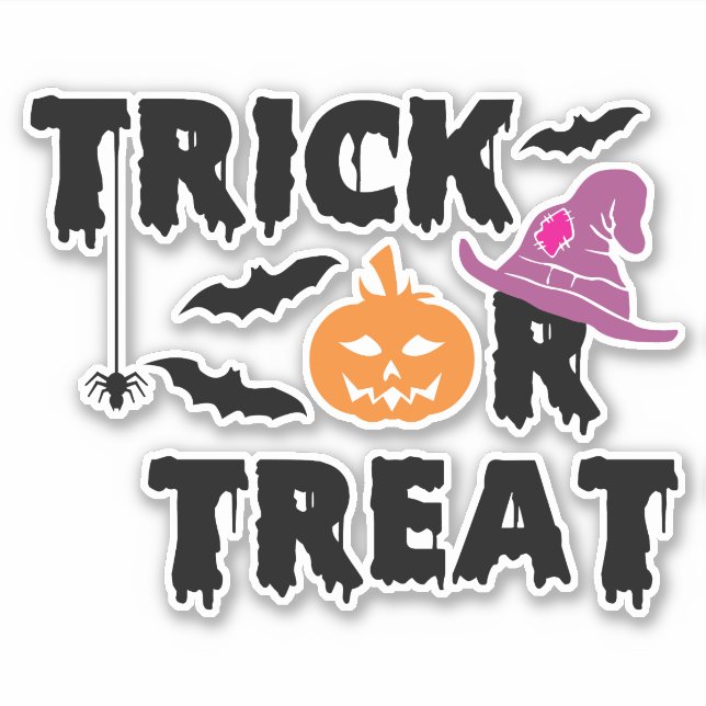 Trick or Treat Halloween Typography Pumpkin Witch (Front)