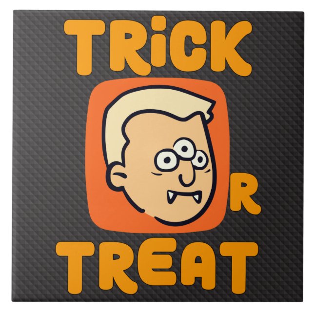 Trick Or Treat - Halloween Vampire Drawing Tile (Front)