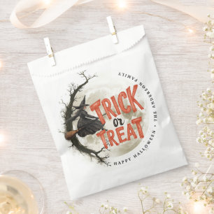 Trick or Treat Halloween Vintage Witch Custom Name Favour Bags