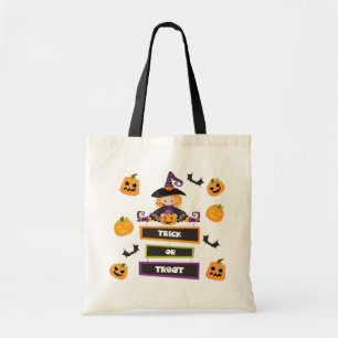 Trick or Treat Halloween Witch Pumpkin  Tote Bag
