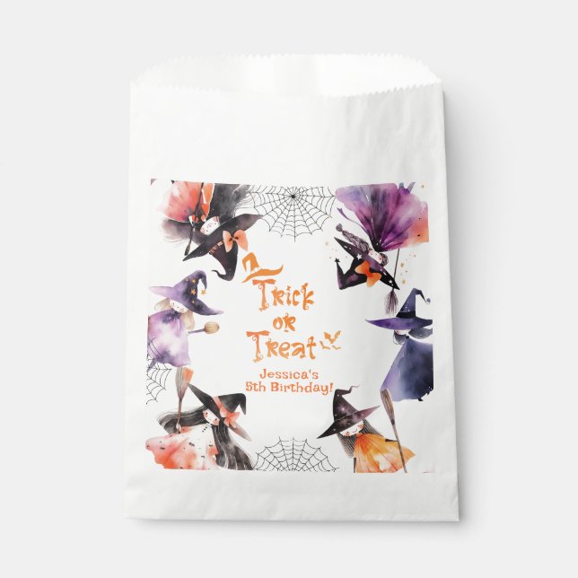 Trick or Treat Halloween Witches birthday party Favour Bags (Front)
