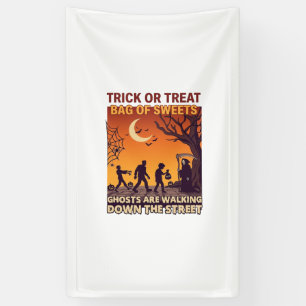 Trick Or Treat Halloween Zombies Grim Reaper Pumpk Banner