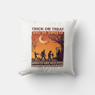 Trick Or Treat Halloween Zombies Grim Reaper Pumpk Cushion