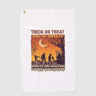 Trick Or Treat Halloween Zombies Grim Reaper Pumpk Golf Towel
