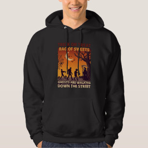 Trick Or Treat Halloween Zombies Grim Reaper Pumpk Hoodie