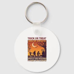 Trick Or Treat Halloween Zombies Grim Reaper Pumpk Key Ring