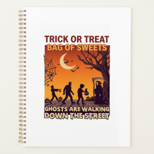 Trick Or Treat Halloween Zombies Grim Reaper Pumpk Planner