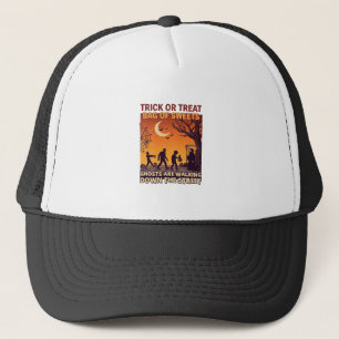 Trick Or Treat Halloween Zombies Grim Reaper Pumpk Trucker Hat