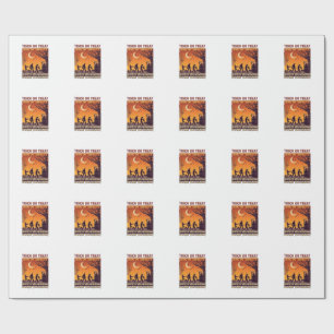 Trick Or Treat Halloween Zombies Grim Reaper Pumpk Wrapping Paper