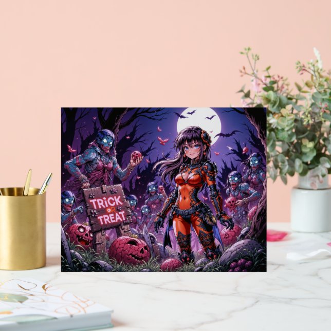 Trick or Treat Halloween Zombies Handing out Brain Acrylic Sign (Wedding)