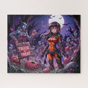 Trick or Treat Halloween Zombies Handing out Brain Jigsaw Puzzle