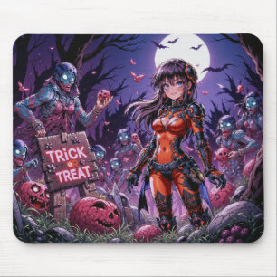 Trick or Treat Halloween Zombies Handing out Brain Mouse Mat
