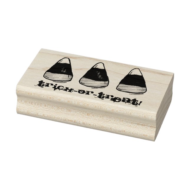 Trick or Treat Happy Halloween Candy Corn Candies Rubber Stamp (Stamp)