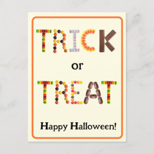 Trick or Treat - Happy Halloween Candy Postcard