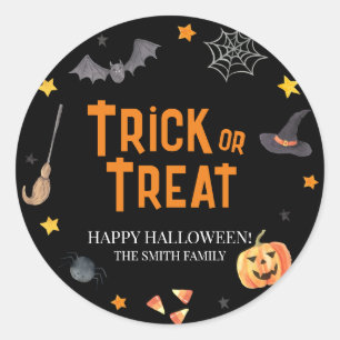 Trick or Treat, Happy Halloween Classic Round Sticker