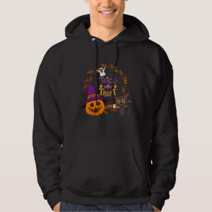 Trick or Treat, Happy Halloween, Funny Pumpkin Cat Hoodie