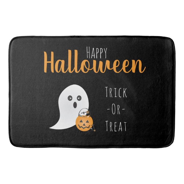 Trick Or Treat Happy Halloween Ghost Spooky Bath Mat (Front)
