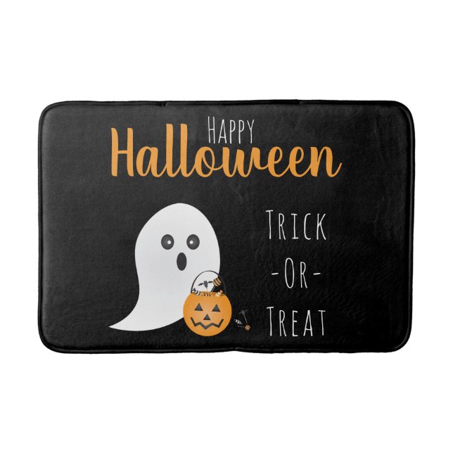Trick Or Treat Happy Halloween Ghost Spooky Bath Mat (Front)