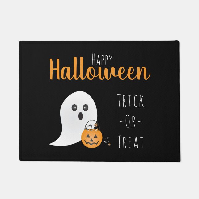 Trick Or Treat Happy Halloween Ghost Spooky Doormat (Front)