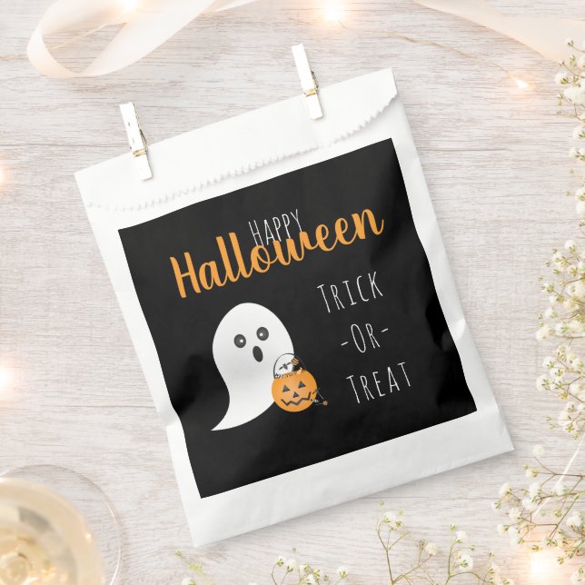 Trick Or Treat Happy Halloween Ghost Spooky Favour Bags (Clipped)