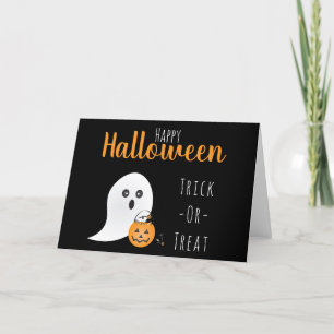 Trick Or Treat Happy Halloween Ghost Spooky Holiday Card