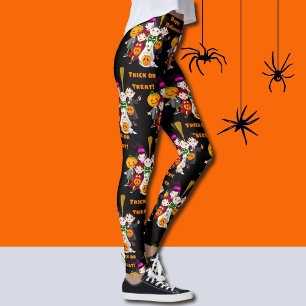 Trick or Treat Happy Halloween Kids in Costumes Leggings