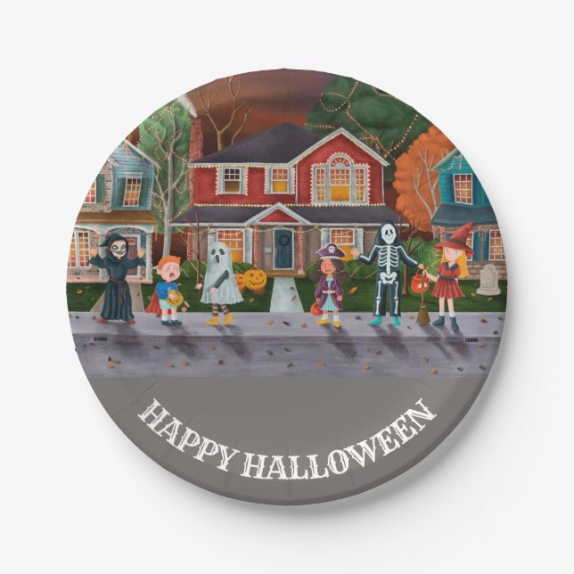 Trick or Treat, Happy Halloween Paper Plate (Front)