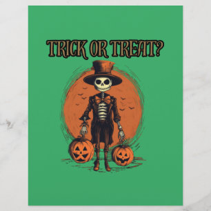 Trick or treat? happy halloween, pumpkin design flyer
