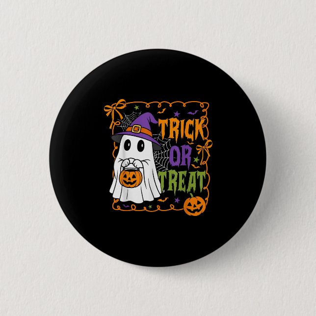 Trick Or Treat Happy Halloween Pumpkin Ghost Boy G 6 Cm Round Badge (Front)