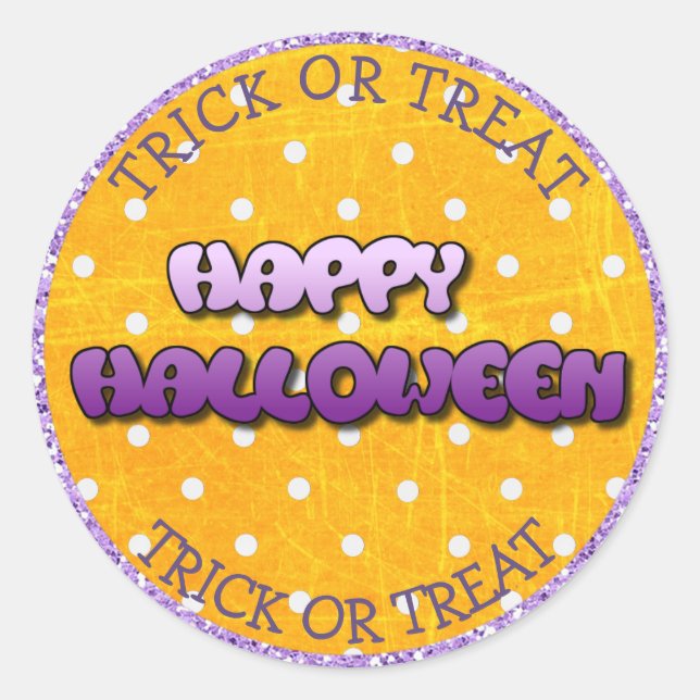 Trick or Treat Happy Halloween Purple Stickers (Front)