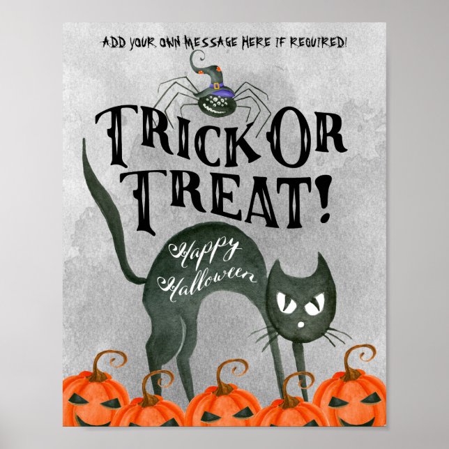 trick or treat happy halloween spider poster sign (Front)